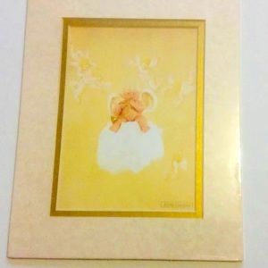 Anne Geddes Vintage Cherub Baby Matted Lithograph Frame Size 8”X10” Circa 1995